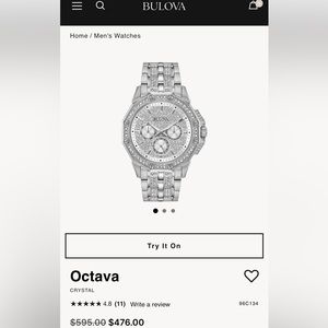 Bulova Octava watch silver with mineral crystals